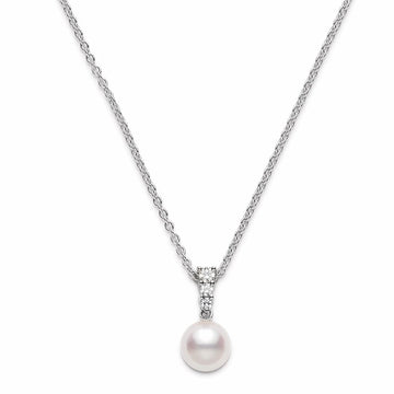 Mikimoto Jewellery - Necklace Mikimoto 18K White Gold Diamond and Akoya 8mm Pearl Pendant Necklace