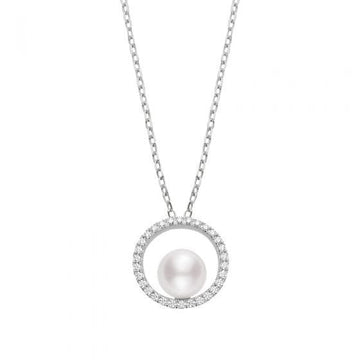 Mikimoto Jewellery - Necklace Mikimoto 18K White Gold Diamond Circle Akoya Pearl Necklace