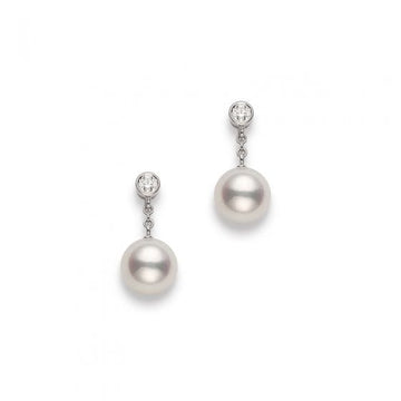 Mikimoto Jewellery - Earrings - Drop Mikimoto 18K White Gold Diamond Pearl Drop Earrings