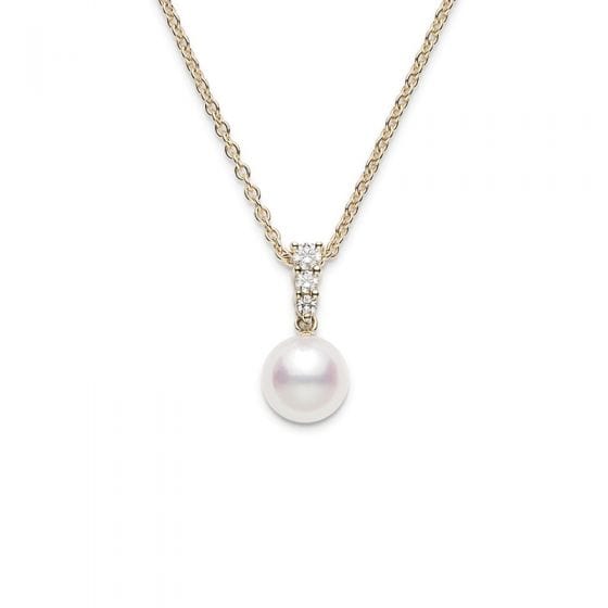 Mikimoto Jewellery - Necklace Mikimoto 18K Yellow Gold 8mm Akoya Pearls Diamond Necklace