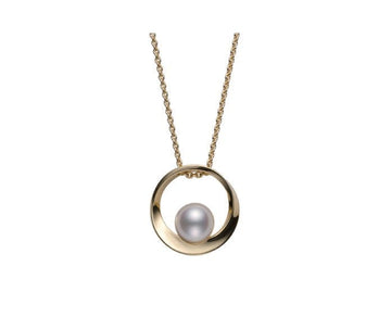 Mikimoto Jewellery - Necklace Mikimoto 18K Yellow Gold Akoya Pearl Circle Pendant Necklace