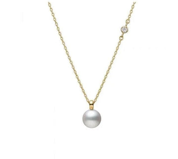 Mikimoto Jewellery - Necklace Mikimoto 18K Yellow Gold Akoya Pearl Diamond Accent Necklace