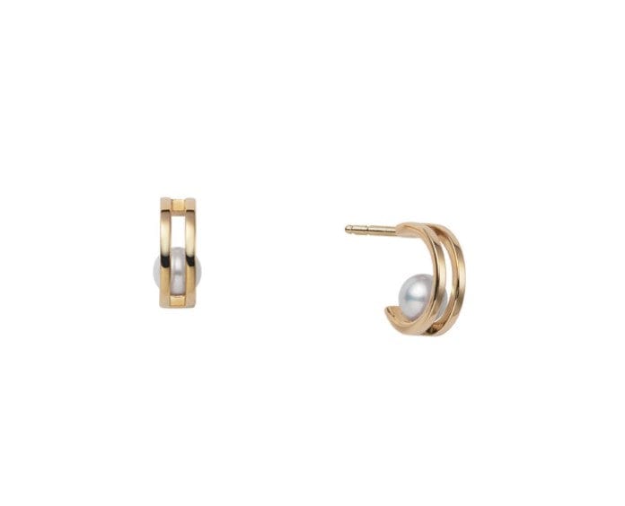 Mikimoto Jewellery - Earrings - Hoop Mikimoto 18K Yellow Gold Akoya Pearl Double Hoop Earrings