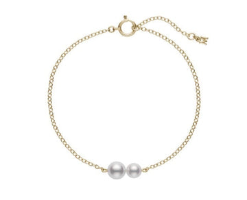 Mikimoto Jewellery - Bracelet Mikimoto 18K Yellow Gold Bracelet with Two Akoya Pearls