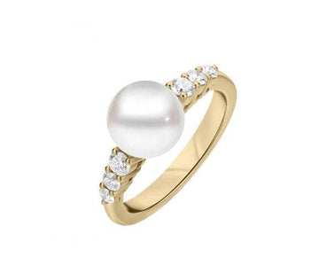 Mikimoto Jewellery - Rings Mikimoto 18K Yellow Gold Classic 8mm Pearl Diamond Ring
