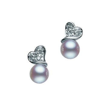 Mikimoto Jewellery - Earrings - Stud Mikimoto Diamond and Akoya 5.5mm Pearl Earrings