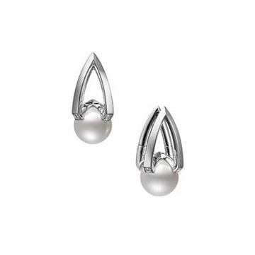 Mikimoto Jewellery - Earrings - Drop Mikimoto Diamond and Akoya 7.7mm Pearl Earrings