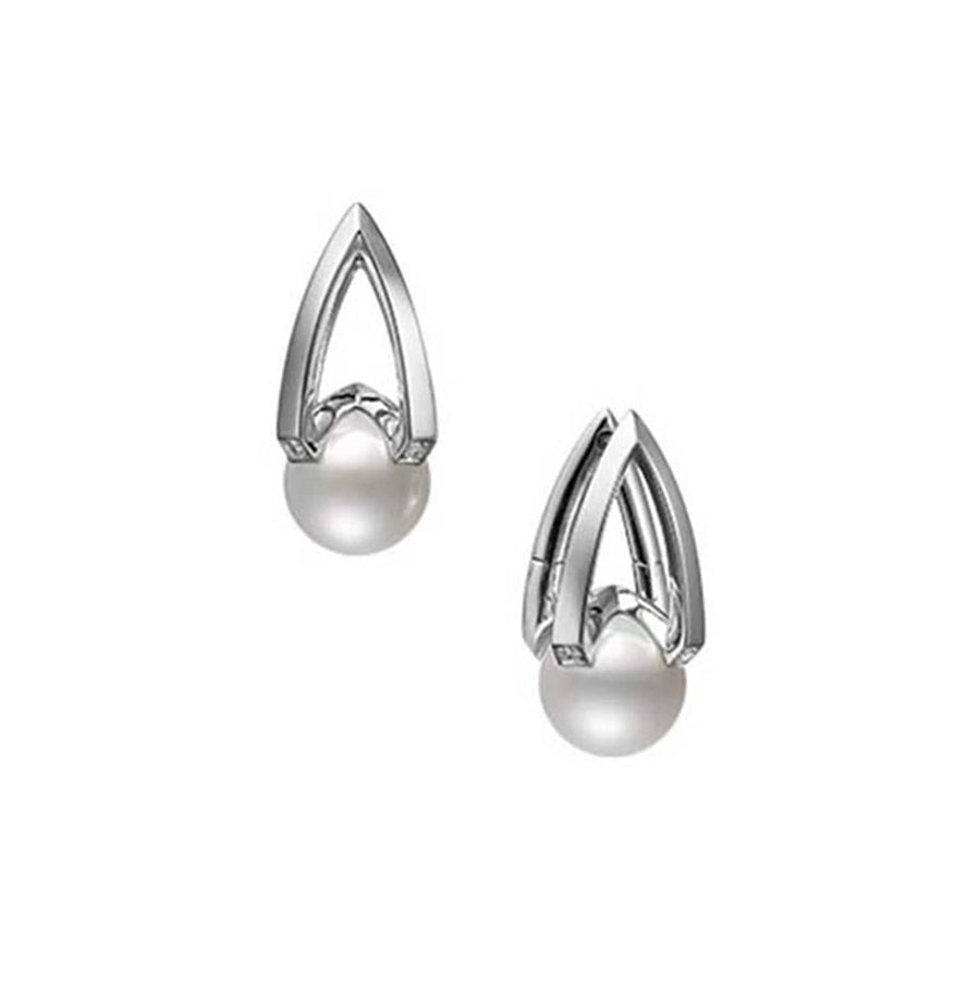 Mikimoto Jewellery - Earrings - Drop Mikimoto Diamond and Akoya 7.7mm Pearl Earrings