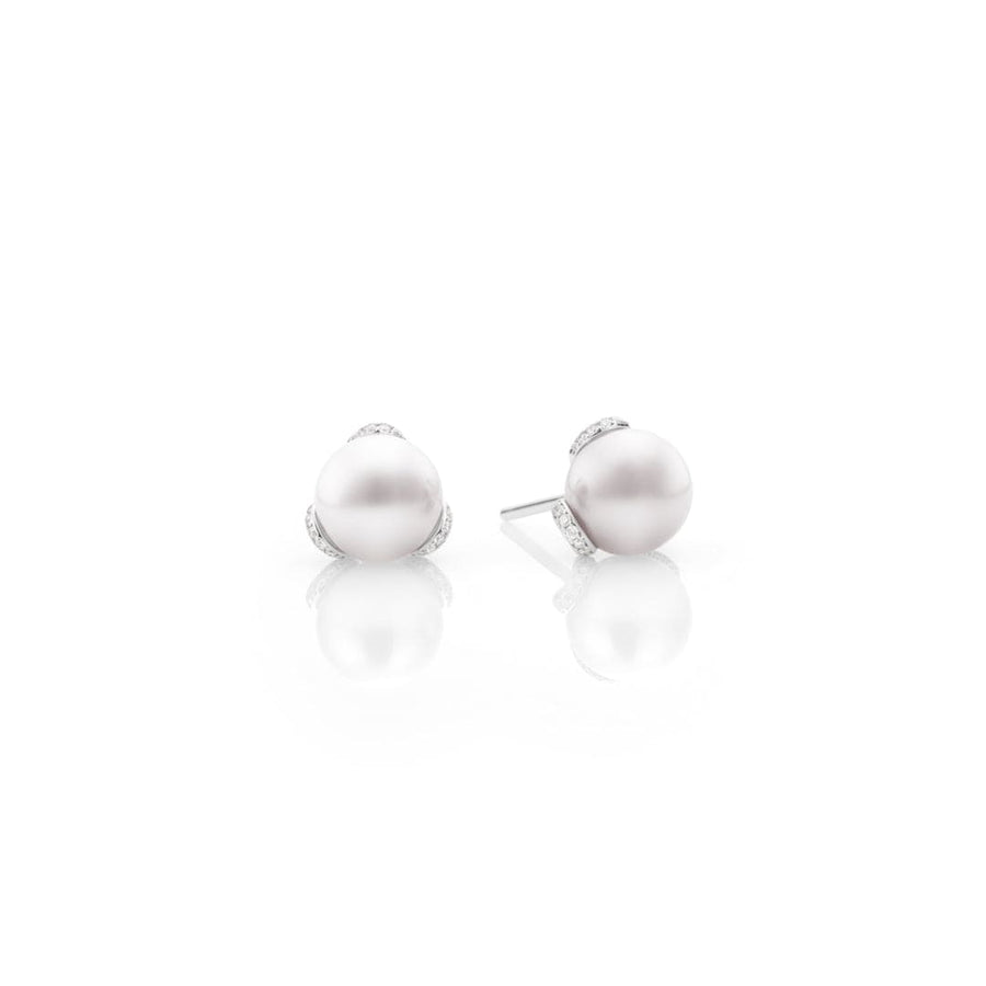Mikimoto Jewellery - Earrings - Stud Mikimoto Diamond and Akoya 8mm Pearl Petal Stud Earrings