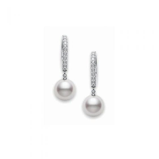 Mikimoto Jewellery - Earrings - Drop Mikimoto Diamond and Akoya Pearl Earrings