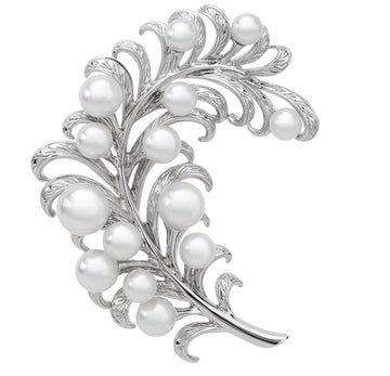 Mikimoto Accessories - Jewellery Accessories Mikimoto White Gold Akoya Pearl Feather Brooch