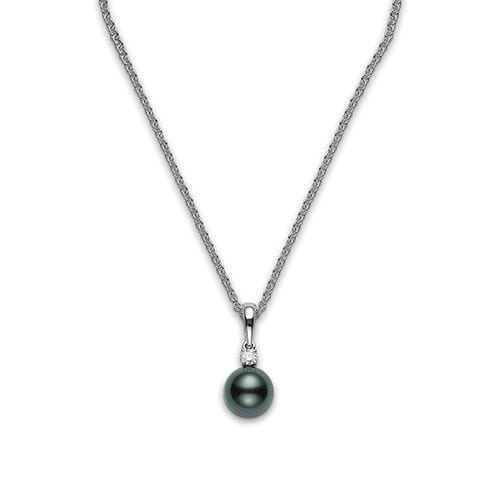 Mikimoto Jewellery - Necklace Mikimoto White Gold, Diamond, and 8mm A+ Black South Sea Pearl Necklace