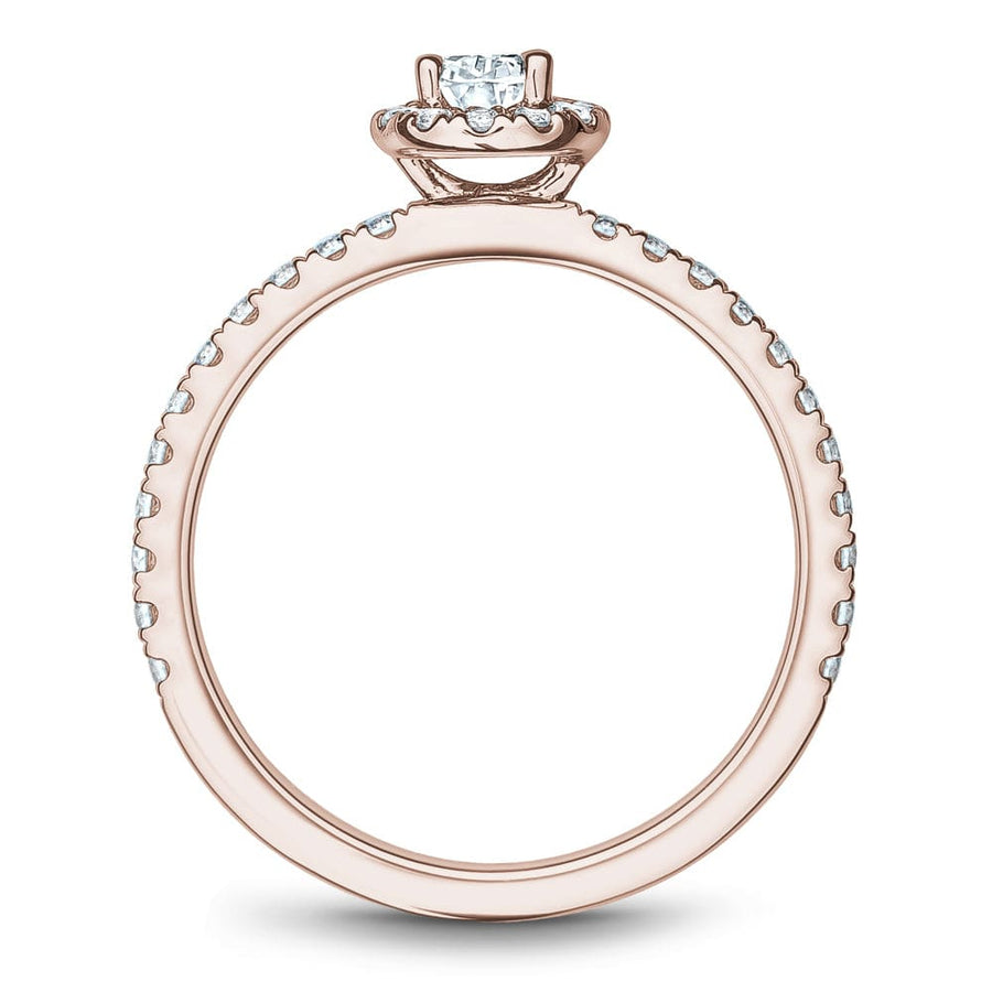 Crown Ring Jewellery - Engagement Ring Noam Carver 14kt Rose Gold 0.50ct Halo With Shoulder Diamonds
