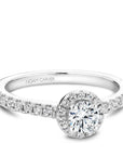 Crown Ring Jewellery - Engagement Ring Noam Carver 14kt White Gold 0.33ct Round Halo with Diamond Shoulders