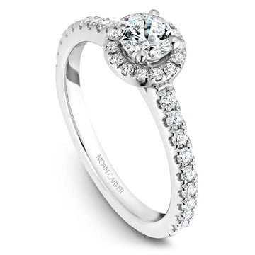 Crown Ring Jewellery - Engagement Ring Noam Carver 14kt White Gold 0.33ct Round Halo with Diamond Shoulders