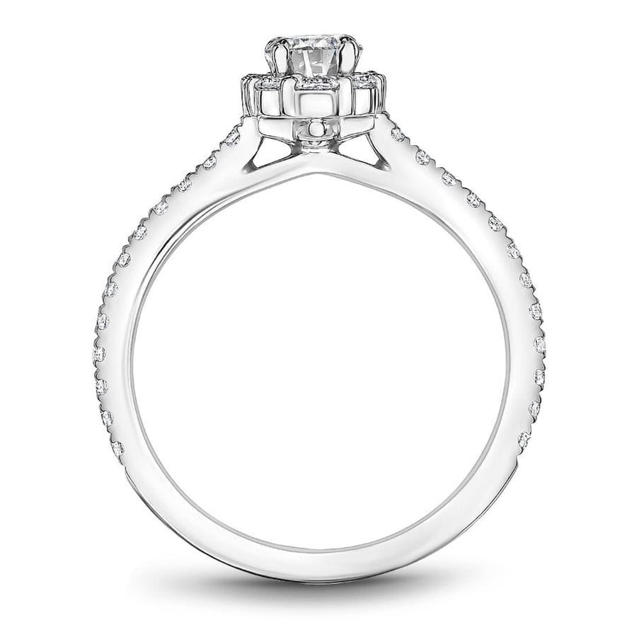 Crown Ring Jewellery - Engagement Ring Noam Carver 14kt White Gold 0.33ct Round Step Halo