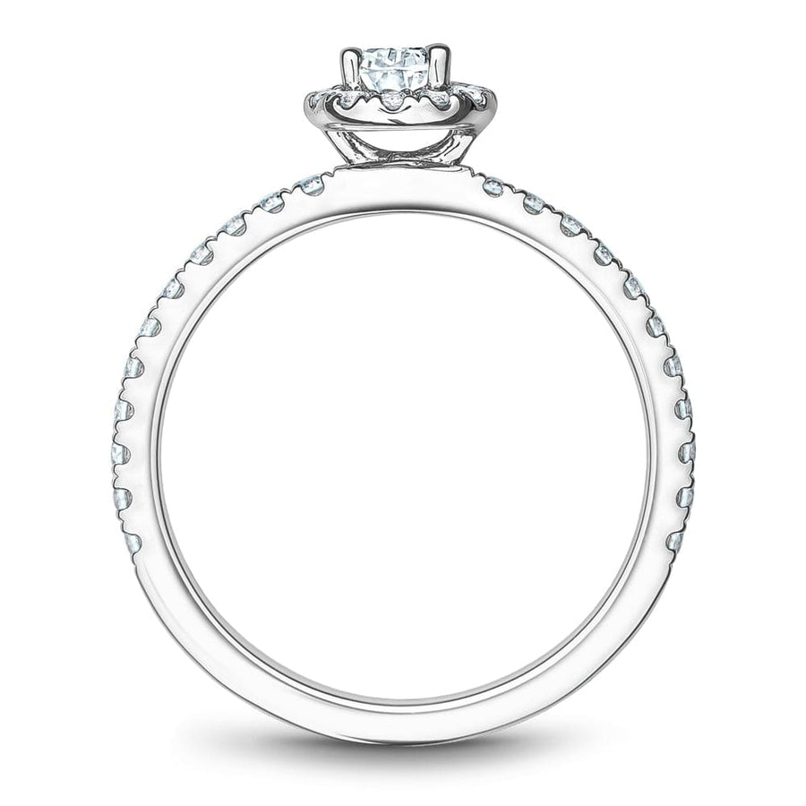 Crown Ring Jewellery - Engagement Ring Noam Carver 14kt White Gold 0.50ct Pear Halo with Diamond Shoulders