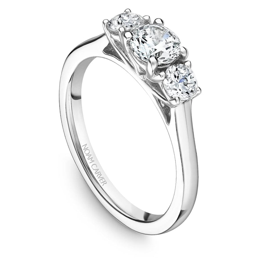 Crown Ring Jewellery - Engagement Ring Noam Carver 14kt White Gold 0.50ct Round Trinity