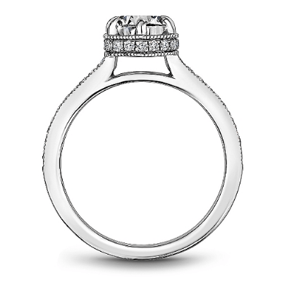 Touch of Gold Diamonds Jewellery - Engagement Ring Noam Carver 14kt White Gold 1.00ct Round Halo with Diamond Shoulders
