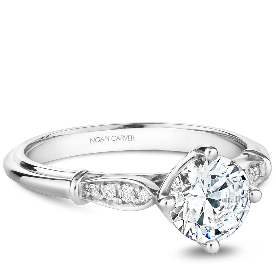 Touch of Gold Diamonds Jewellery - Engagement Ring Noam Carver 14kt White Gold Round Solitaire with Shoulder Diamonds