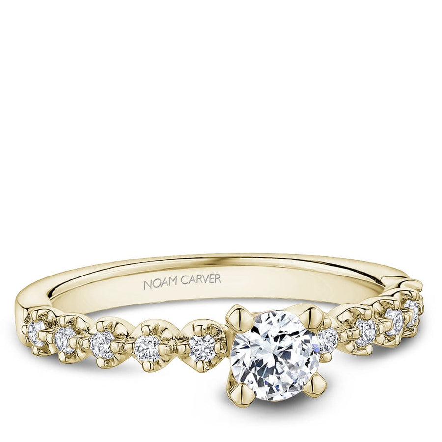 Crown Ring Jewellery - Engagement Ring Noam Carver 14kt Yellow Gold 0.70ct Round Solitaire with Diamond Shoulders