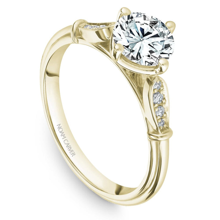 Touch of Gold Diamonds Jewellery - Engagement Ring Noam Carver 14kt Yellow Gold 0.90ct Round in Vintage Setting Featuring Side Diamonds