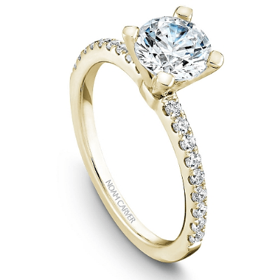 Touch of Gold Diamonds Jewellery - Engagement Ring Noam Carver 14kt Yellow Gold 1.00ct Round Solitaire with Diamond Shoulders