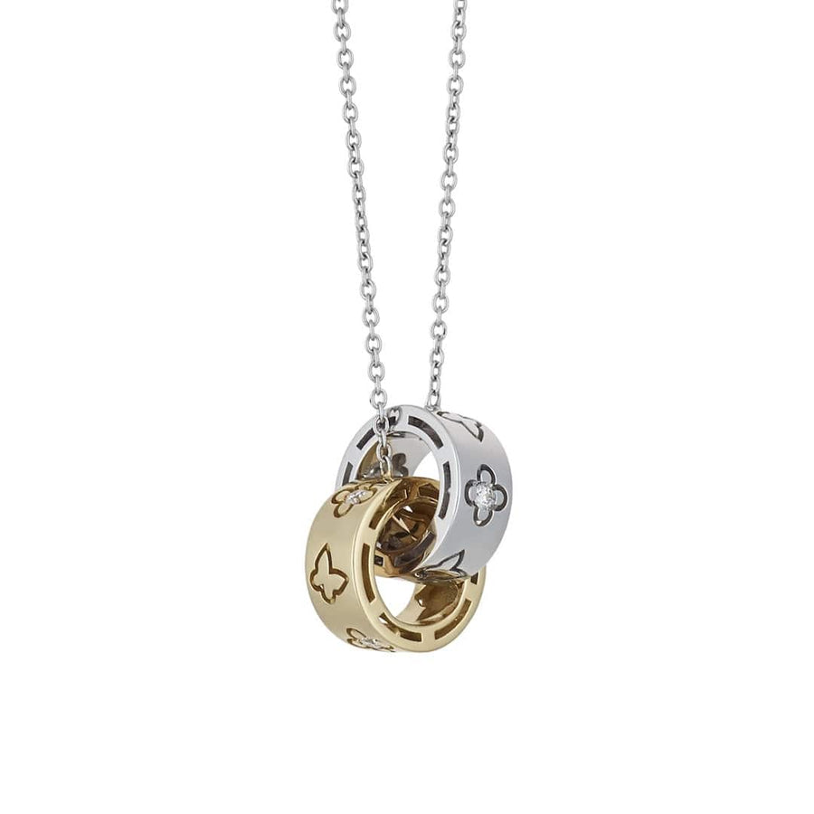 Piero Milano Jewellery - Necklace Piero Milano Two-Tone and Diamond Double Circle Necklace