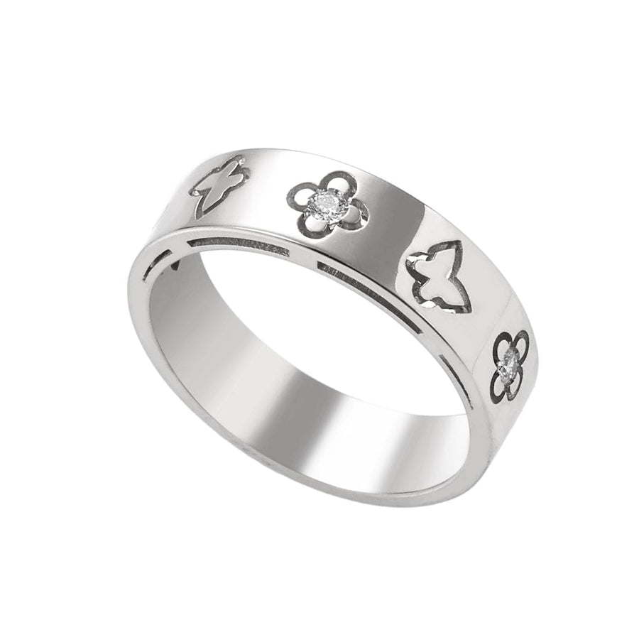 Piero Milano Jewellery - Rings Piero Milano White Gold Diamond Flower and Butterfly Band Ring