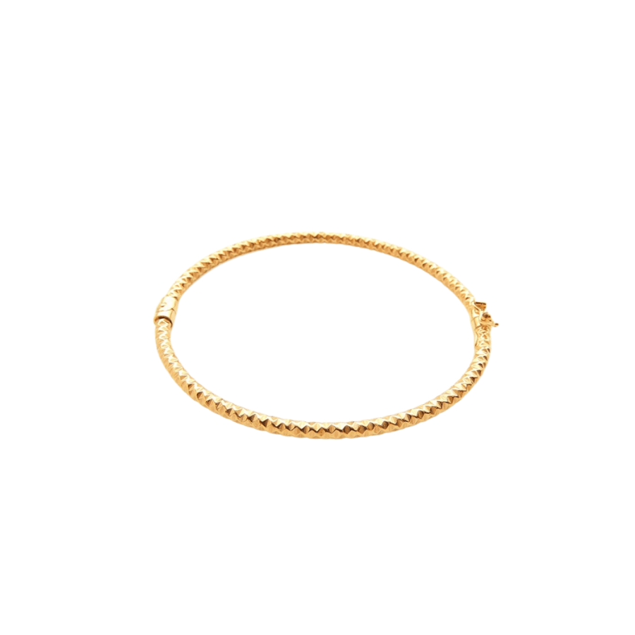 Rich Jewellery Jewellery - Bracelet Rich 14K Yellow Gold Hinged Diamond Cut Bangle