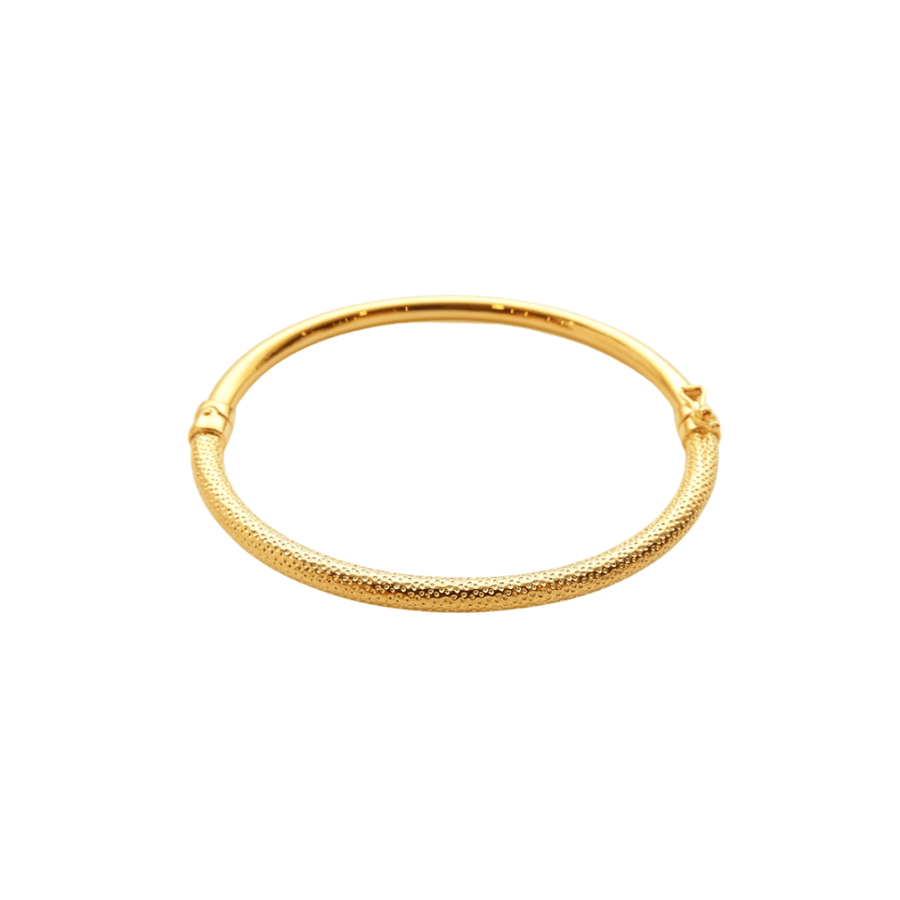 Rich Jewellery Jewellery - Bracelet Rich 14K Yellow Gold Hinged Half Texture Bangle