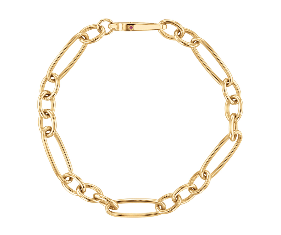 Roberto Coin Inc. Jewellery - Bracelet Roberto Coin 18K Designer Gold Alternating Oval Link Bracelet