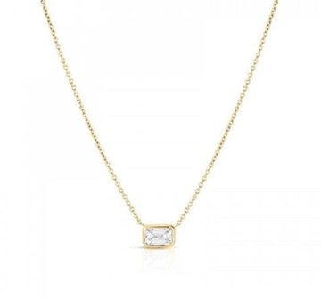 Roberto Coin Inc. Jewellery - Necklace Roberto Coin 18K Yellow Gold East West Bezel Emerald-Cut Diamond Necklace