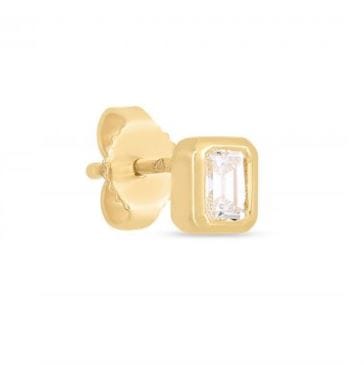 Roberto Coin Inc. Jewellery - Earrings - Stud Roberto Coin 18K Yellow Gold Emerald Cut Diamond Bezel Studs
