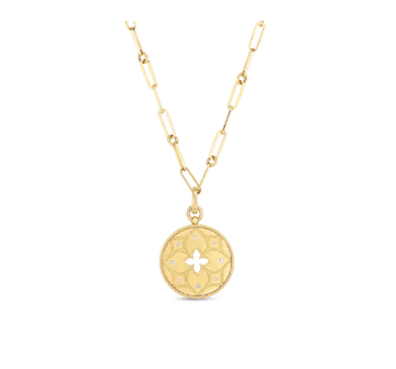 Roberto Coin Inc. Jewellery - Necklace Roberto Coin 18K Yellow Gold Venetian Princess Diamond Flower Medallion Link Necklace