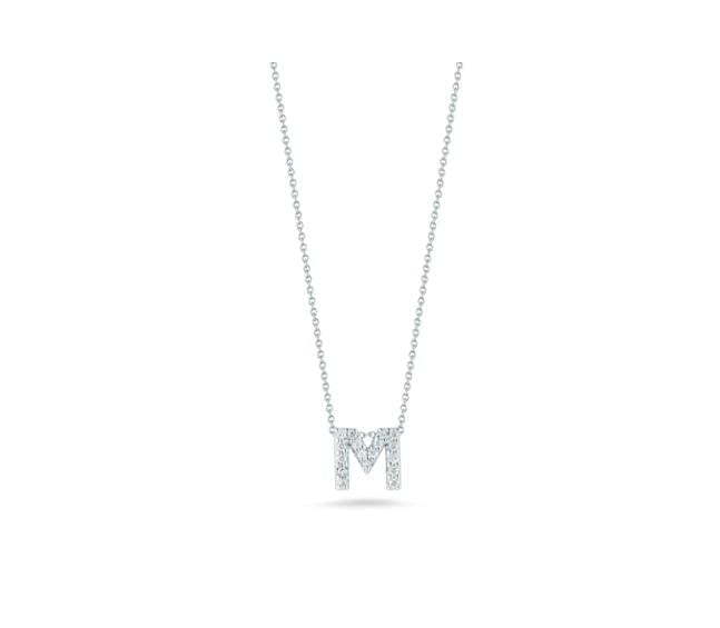 Roberto Coin Inc. Jewellery - Necklace Roberto Coin Tiny Treasures 18K White Gold Diamond Love Letter 'M' Necklace