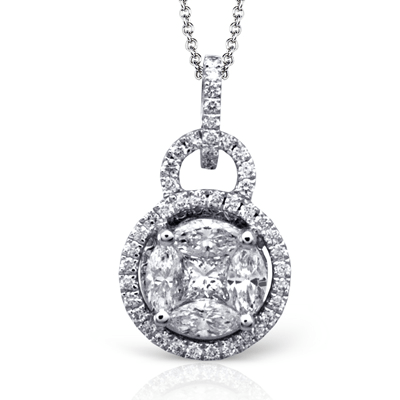 Simon G Jewellery - Necklace Simon G 18K White Gold Diamond Halo Necklace