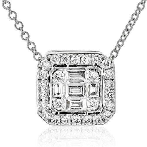Simon G Jewellery - Necklace Simon G 18K White Gold Mosaic Diamond Halo Necklace
