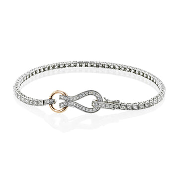 Simon G Jewellery - Bracelet Simon G White and Rose Gold with Diamonds Signature Clasp Bracelet